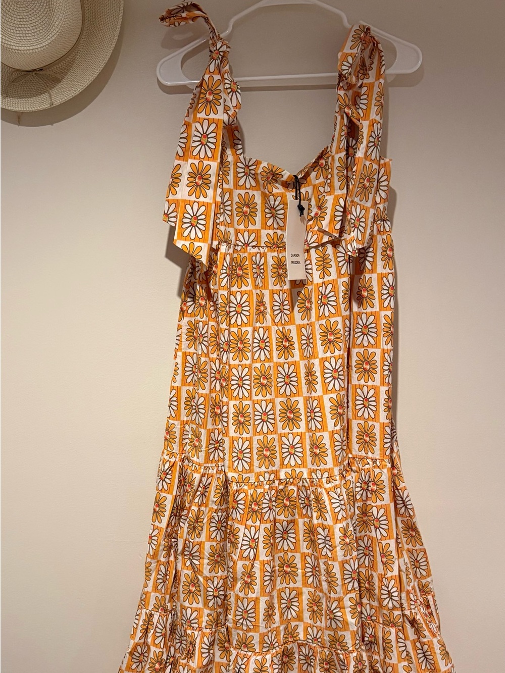 Damson Madder Women’s Yellow Floral Tie-Shoulder Sundress